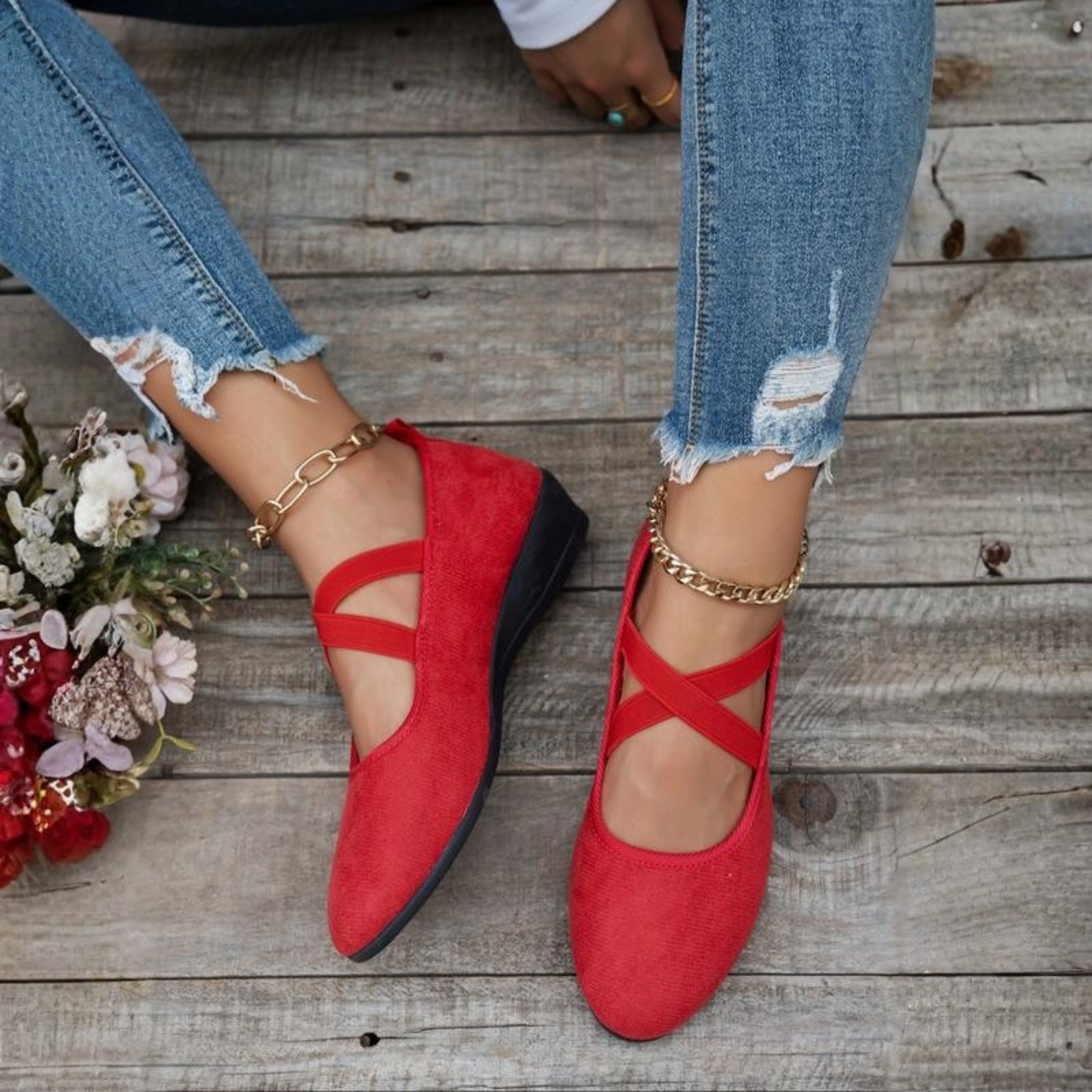 Luna | Geschlossene Ballerinas mit Keilabsatz