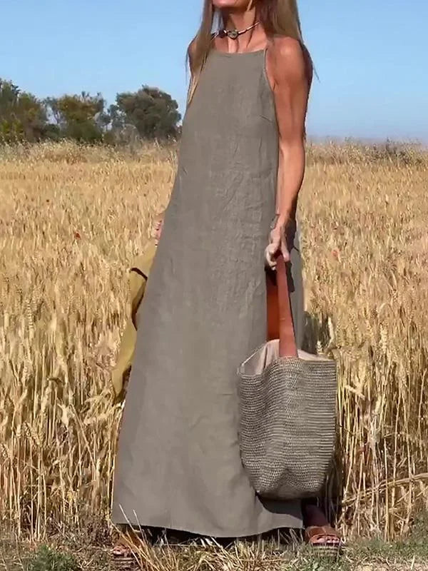 Emma | Langes Kleid aus Baumwollleinen