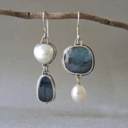 Isabella | Vintage Ohrringe mit blauem Stein und Perle