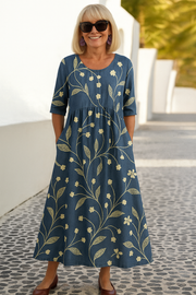 Eliza | Elegantes Midikleid mit Ärmeln – Komfort und Ruhe