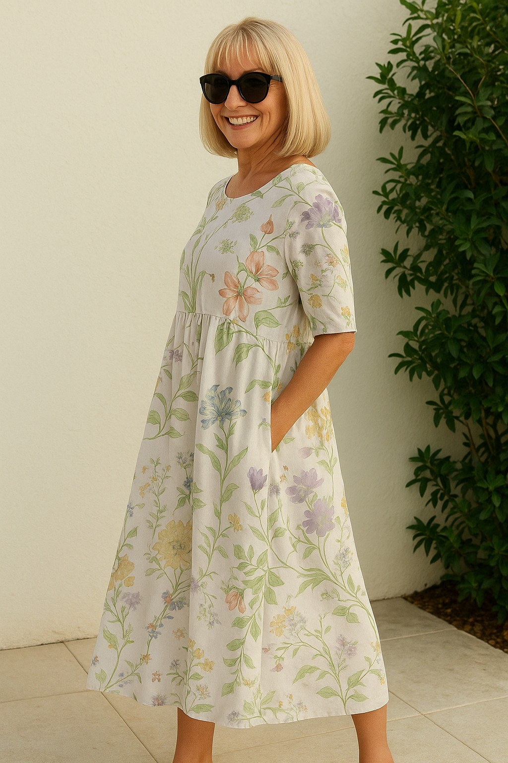 Eliza | Elegantes Midikleid mit Ärmeln – Komfort und Ruhe