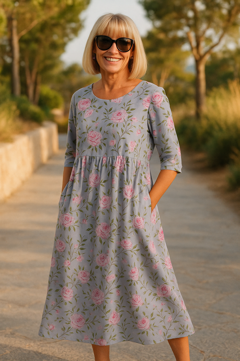Eliza | Elegantes Midikleid mit Ärmeln – Komfort und Ruhe