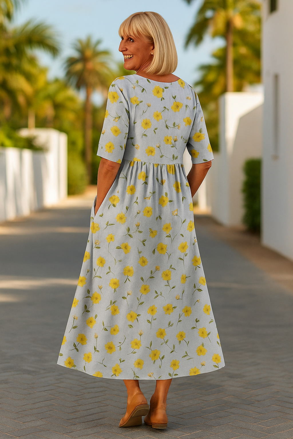 Eliza | Elegantes Midikleid mit Ärmeln – Komfort und Ruhe