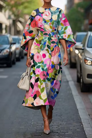 Elara | Maxikleid mit buntem Blumendruck