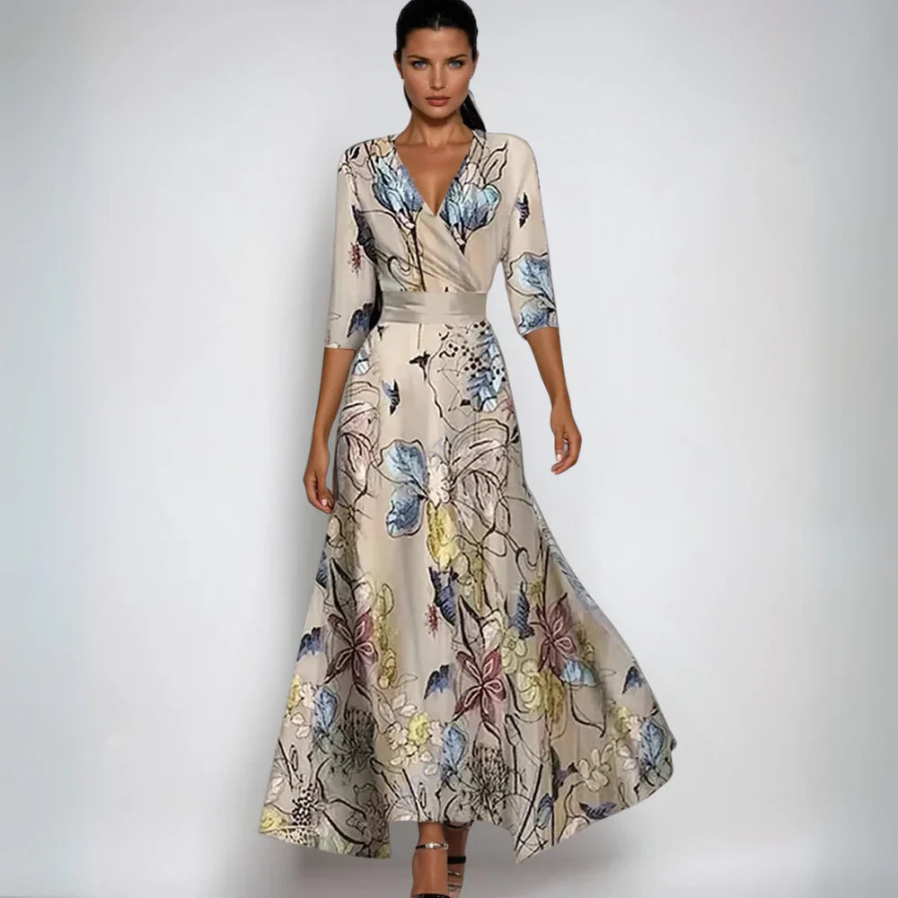 Melissa | Damen-Maxikleid mit Blumendruck und Wickelmodell