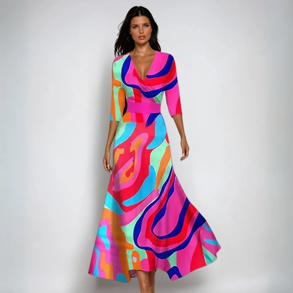Melissa | Damen-Maxikleid mit Blumendruck und Wickelmodell