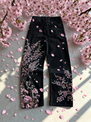 Estelle | Baggy-Jeans mit Kirschblüten-Stickerei