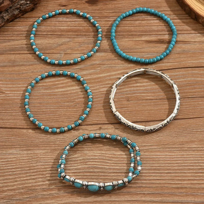 Bernstein | Böhmisches türkisfarbenes Perlenarmband-Set