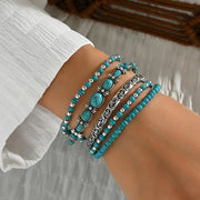 Bernstein | Böhmisches türkisfarbenes Perlenarmband-Set