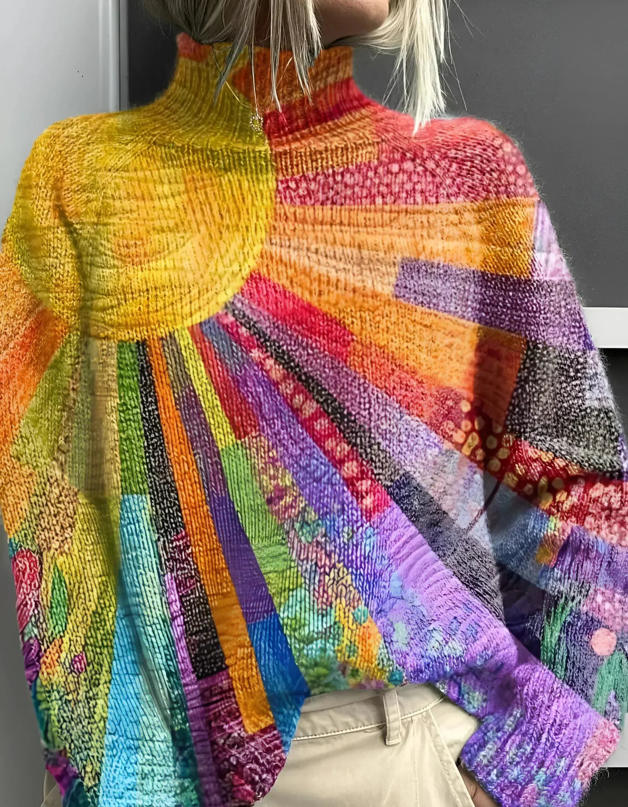 Julia | Fröhlicher Rollkragenpullover mit hellem Design