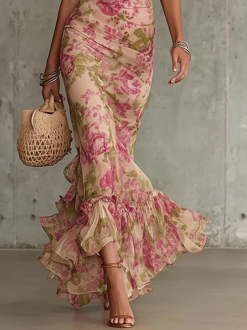 Christel | Vintage Maxikleid mit Puffärmeln