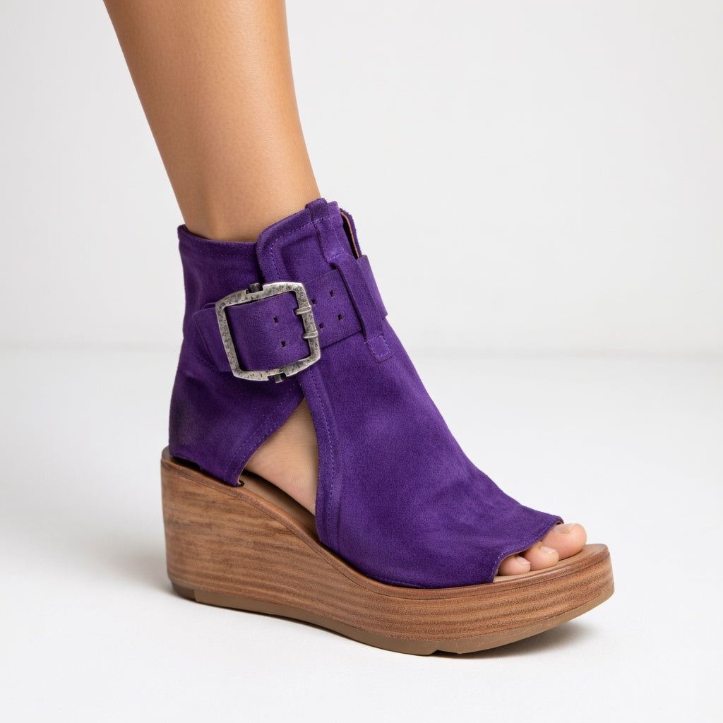 Olivia | Damen-Stiefeletten mit Keilabsatz und offener Spitze