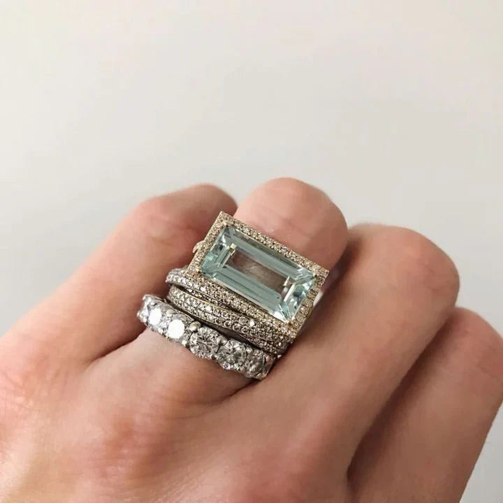 Sophia | Vintage Silberring aus klarem Glas