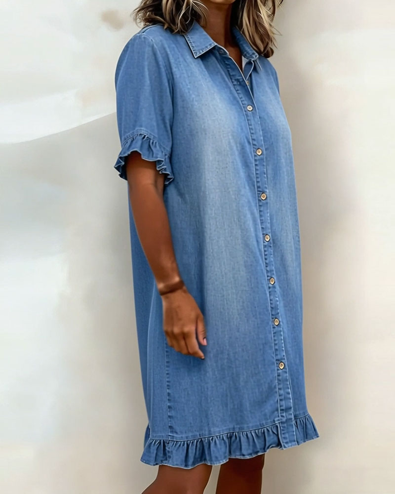 Natascha | Bequemes Jeanskleid mit Volantärmeln