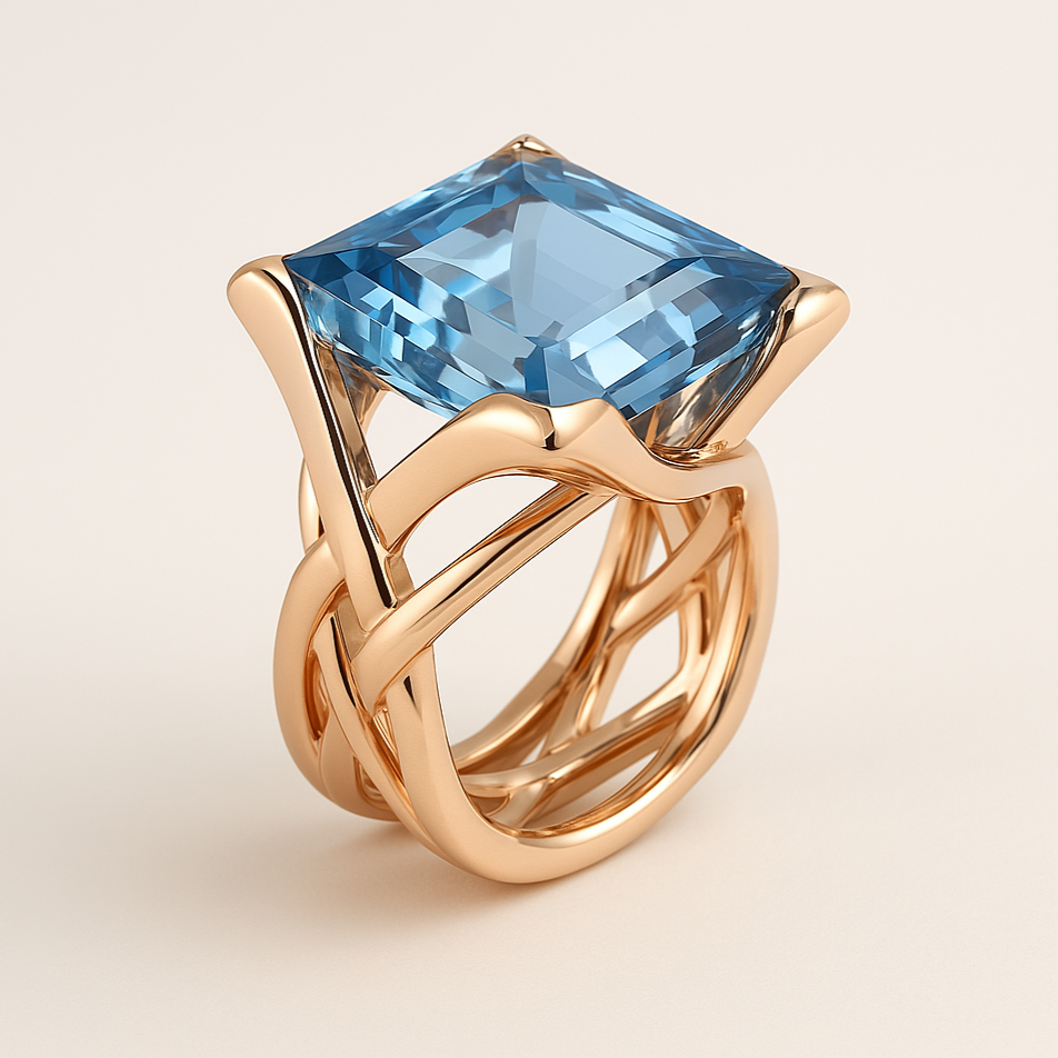 Isabella | Vintage-Ring aus Roségold mit blauem Zirkonia