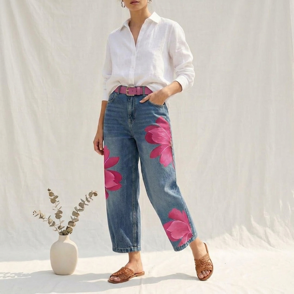 Beatrice | Elegante, locker sitzende Rosa Jeans